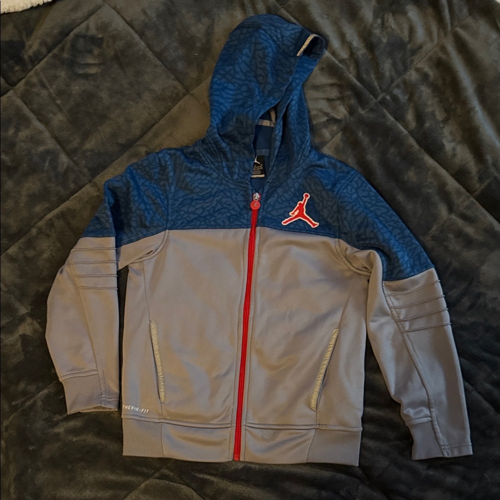 Kids Blue and Gray Jacket with Red Accents